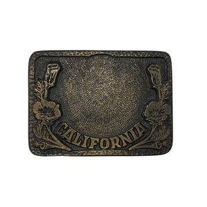 MAFCO California‎ Poppy Belt Buckle Brass Heritage Western Rodeo Trucker Vintage